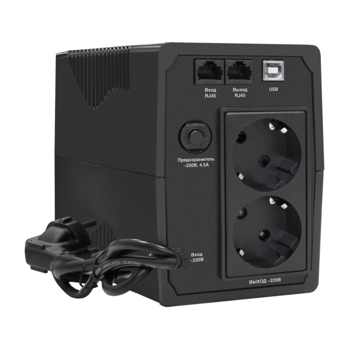 ИБП ExeGate Power Smart LB-600.LCD.AVR.2SH.USB (600VA/360W, LCD, AVR, 2*EU/Тип F(Schuko), USB, батарея 12V 7.2Ah, Black) EX299756RUS