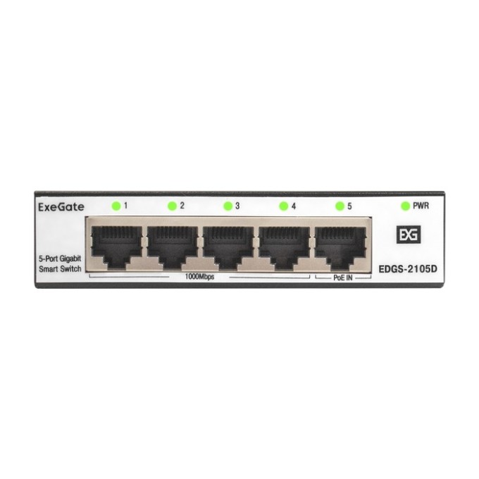 Коммутатор управляемый L2 ExeGate EDGS-2105D (5-портовый гигабитный UTP 10/100/1000 Base-T, металлический корпус, настольный/настенный, с функцией энергосбережения (EEE)) EX301538RUS