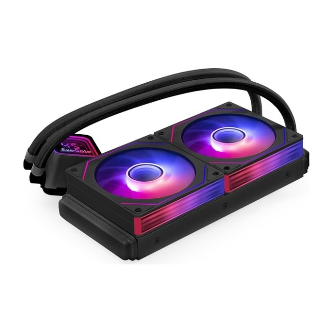 Комплект водяного охлаждения ExeGate DigitalFreezer-240.PWM.ARGB.Black (3 PIN 5V ADDRESSABLE RGB подсветка, LGA1954/1851/1700/1200/115x/2066/2011/AM5/AM4, TDP 260W, 2x Fan 120mm 4pin PWM 600-1800RPM Hydro bearing, помпа 3pin 2700RPM, макс. шум 37db, с тер EX301477RUS