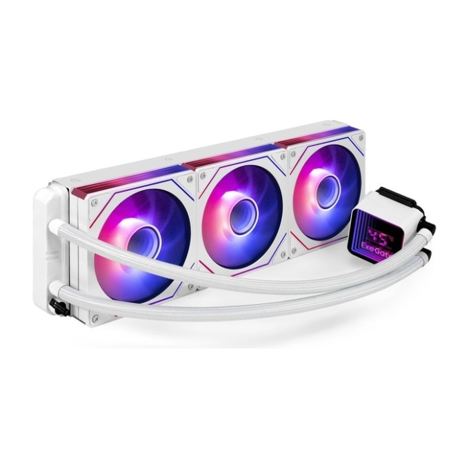 Комплект водяного охлаждения ExeGate DigitalFreezer-360.PWM.ARGB.White (3 PIN 5V ADDRESSABLE RGB подсветка, LGA1954/1851/1700/1200/115x/2066/2011/AM5/AM4, TDP 280W, 3x Fan 120mm 4pin PWM 600-1800RPM Hydro bearing, помпа 3pin 2700RPM, макс. шум 37db, с тер EX301476RUS
