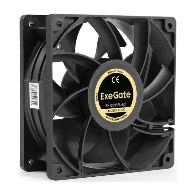 Вентилятор EC ExeGate EX12038SL-EC (Electronically Commutated, 110-220V AC/110-220V DC, 120x120x38, Sleeve bearing (подшипник скольжения), провод 30 см, 2600RPM, 39dBA, 105,3CFM) EX301440RUS