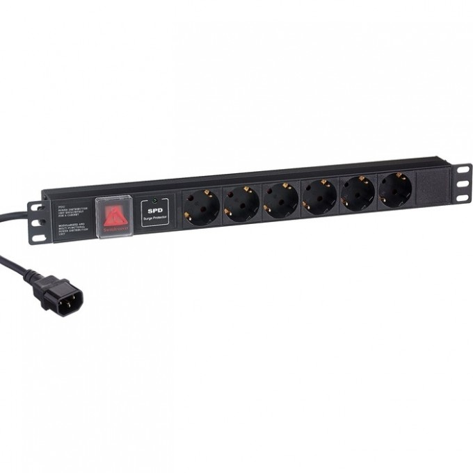 Блок розеток EXEGATE SERVERPRO PDU-19H609 AL-6S-C14-2CU-SPD1 EX280834RUS