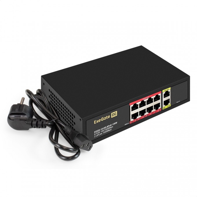 Коммутатор неуправляемый EXEGATE EDGS-1010D.8POE-120W EX299023RUS