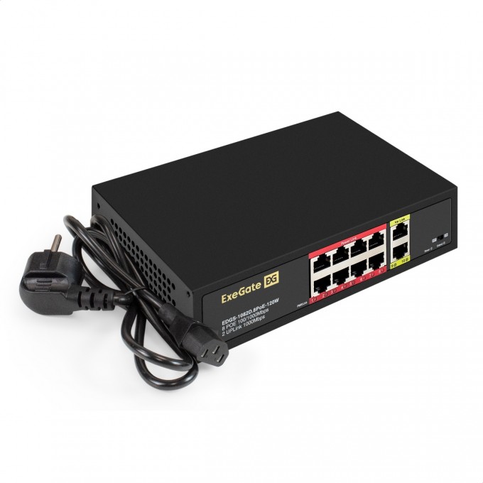 Коммутатор неуправляемый EXEGATE EDGS-1082D.8POE-120W EX299028RUS Коммутатор неуправляемый EXEGATE EDGS-1082D.8POE-120W EX299028RUS