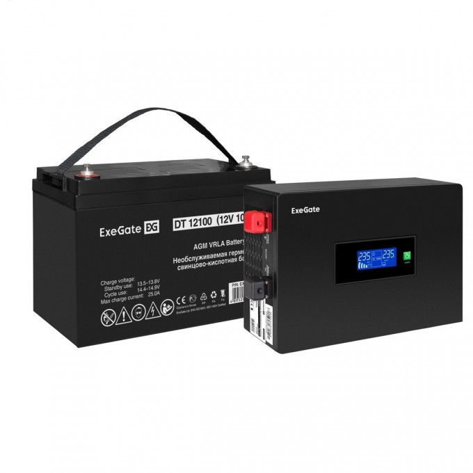 Комплект ИБП EXEGATE IDEALSINE SR-1000.LCD.2SH + батарея 100Aч, 1 шт EX297418RUS Комплект ИБП EXEGATE IDEALSINE SR-1000.LCD.2SH + батарея 100Aч, 1 шт EX297418RUS
