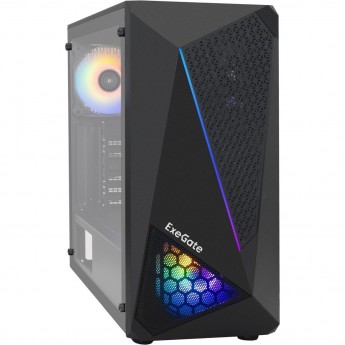 Корпус Miditower EXEGATE EVO-8225-NPX600 ATX, БП 600NPX, черный с RGB подсветкой