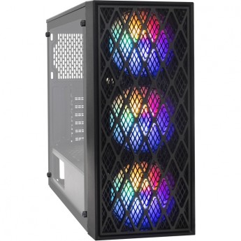 Корпус Miditower EXEGATE EVO-8243 ATX, без БП, черный с RGB подсветкой